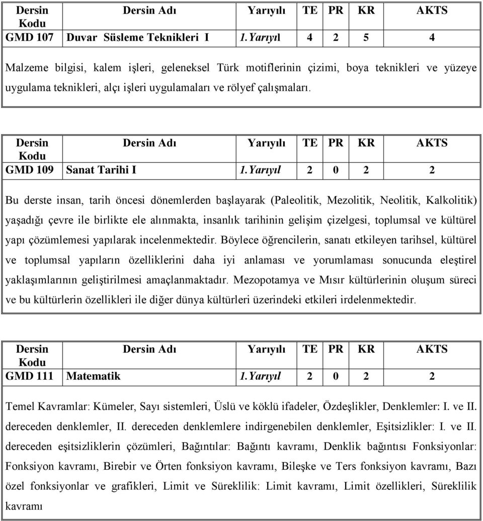 GMD 109 Sanat Tarihi I 1.