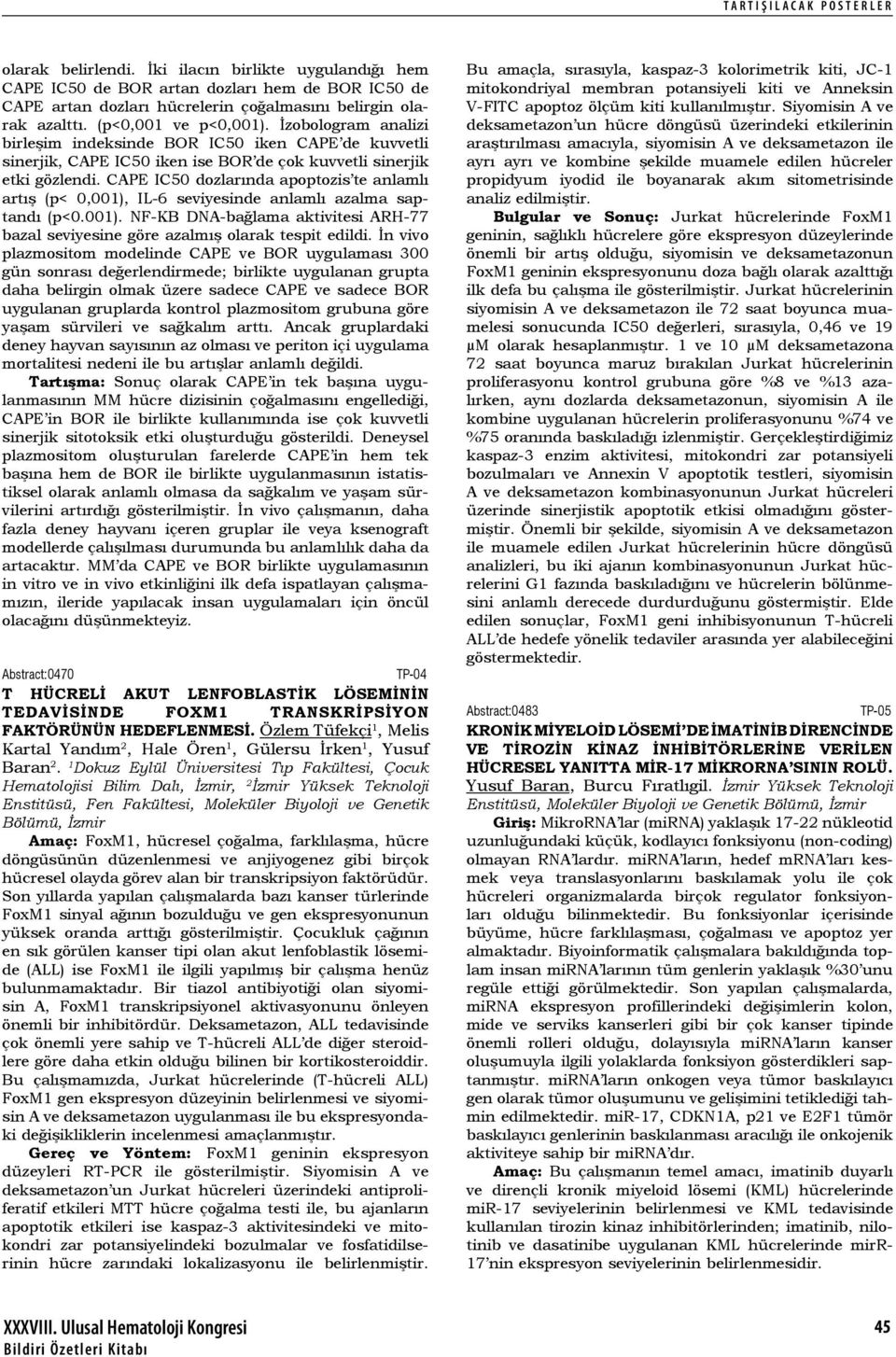 CAPE IC50 dozlarında apoptozis te anlamlı artış (p< 0,001), IL-6 seviyesinde anlamlı azalma saptandı (p<0.001). NF-KB DNA-bağlama aktivitesi ARH-77 bazal seviyesine göre azalmış olarak tespit edildi.