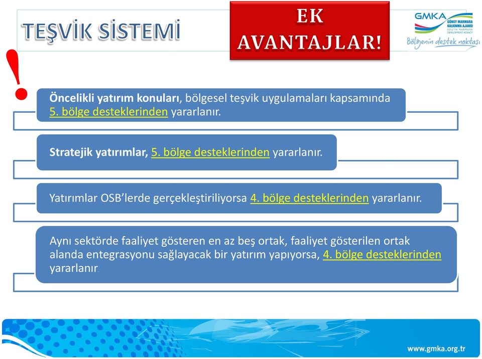 Yatırımlar OSB lerde gerçekleştiriliyorsa 4. bölge desteklerinden yararlanır.