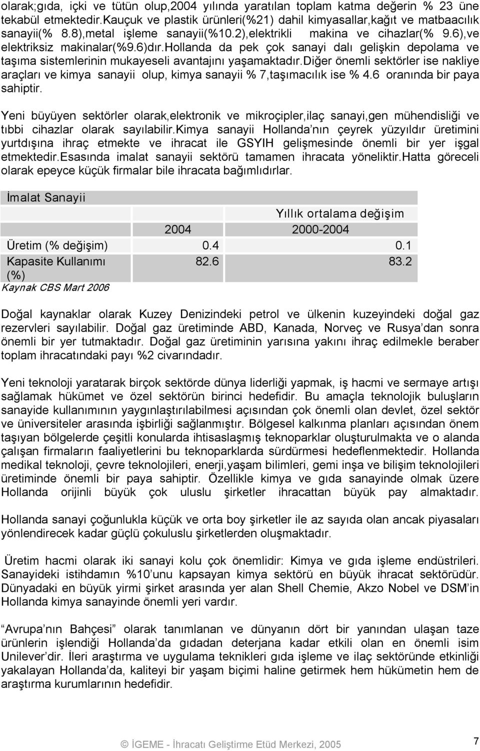 hollanda da pek çok sanayi dalı gelişkin depolama ve taşıma sistemlerinin mukayeseli avantajını yaşamaktadır.