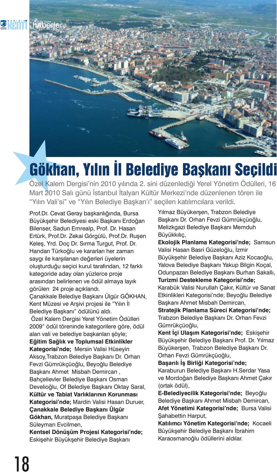 Dr. Cevat Geray başkanlığında, Bursa Büyükşehir Belediyesi eski Başkanı Erdoğan Bilenser, Sadun Emrealp, Prof. Dr. Hasan Ertürk, Prof.Dr. Zekai Görgülü, Prof.Dr. Ruşen Keleş, Yrd. Doç Dr.