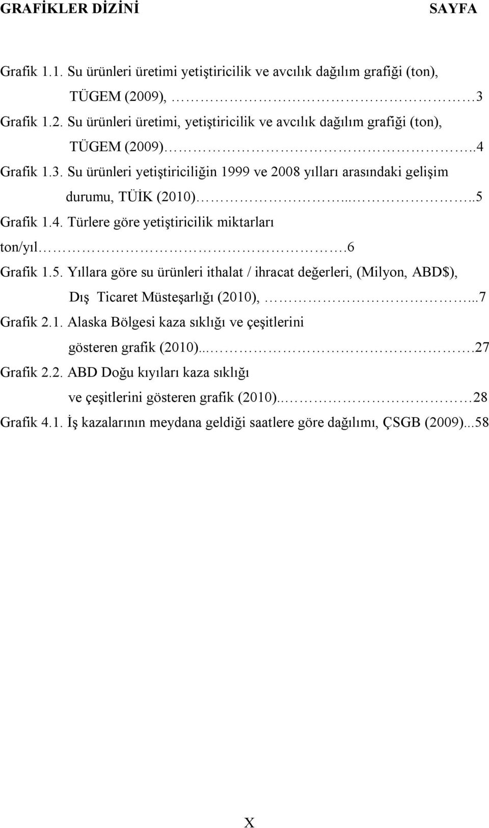 ....5 Grafik 1.4. Türlere göre yetiştiricilik miktarları ton/yıl.6 Grafik 1.5. Yıllara göre su ürünleri ithalat / ihracat değerleri, (Milyon, ABD$), Dış Ticaret Müsteşarlığı (2010),.