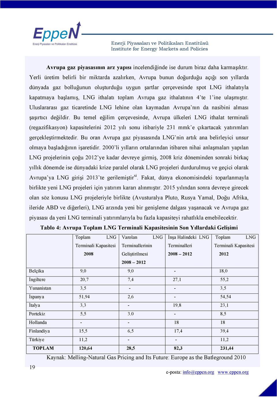 ithalatı toplam Avrupa gaz ithalatının 4 te 1 ine ulaşmıştır. Uluslararası gaz ticaretinde LNG lehine olan kaymadan Avrupa nın da nasibini alması şaşırtıcı değildir.