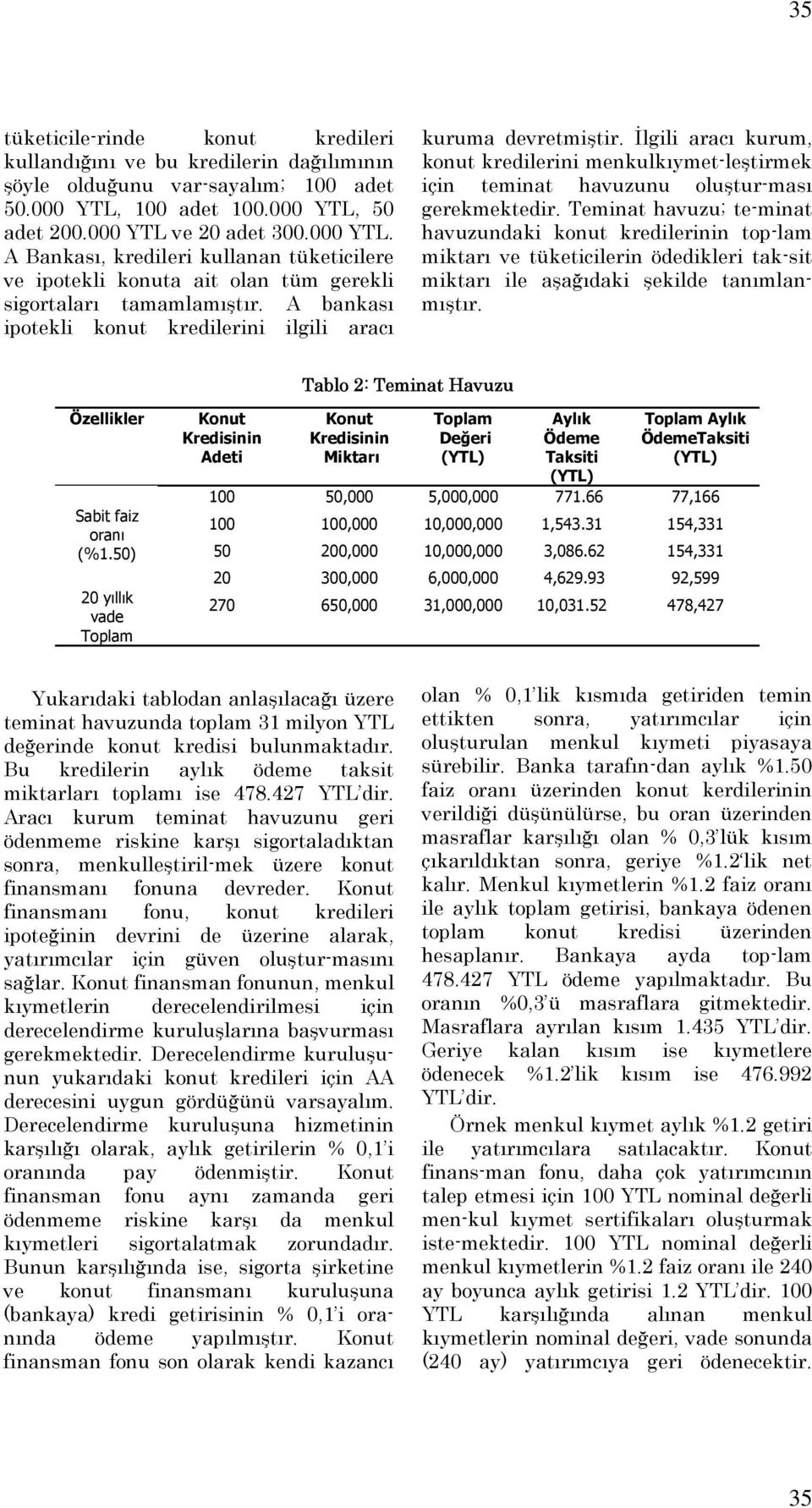 A bankası ipotekli konut kredilerini ilgili aracı kuruma devretmiştir. İlgili aracı kurum, konut kredilerini menkulkıymet-leştirmek için teminat havuzunu oluştur-ması gerekmektedir.