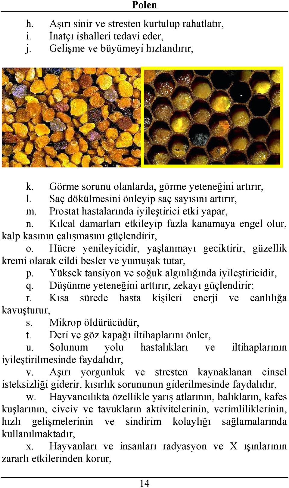 Hücre yenileyicidir, yaşlanmayı geciktirir, güzellik kremi olarak cildi besler ve yumuşak tutar, p. Yüksek tansiyon ve soğuk algınlığında iyileştiricidir, q.