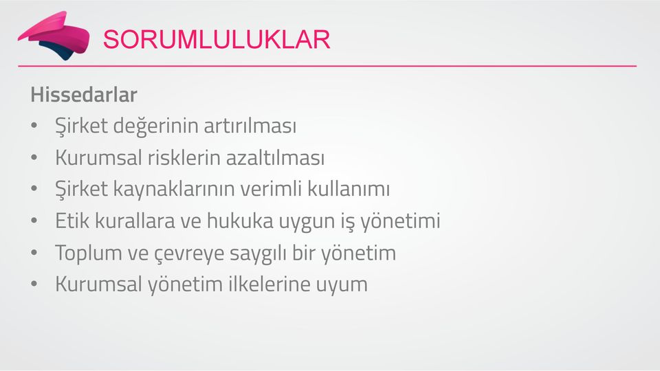 kullanımı Etik kurallara ve hukuka uygun iş yönetimi Toplum