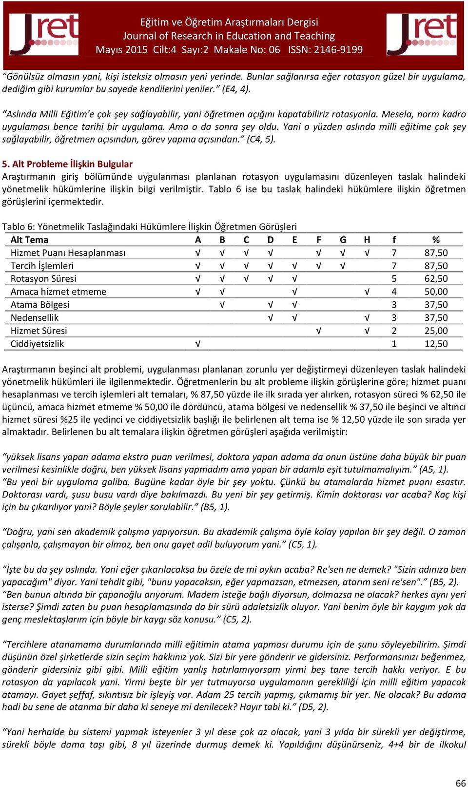 Yani o yüzden aslında milli eğitime çok şey sağlayabilir, öğretmen açısından, görev yapma açısından. (C4, 5)