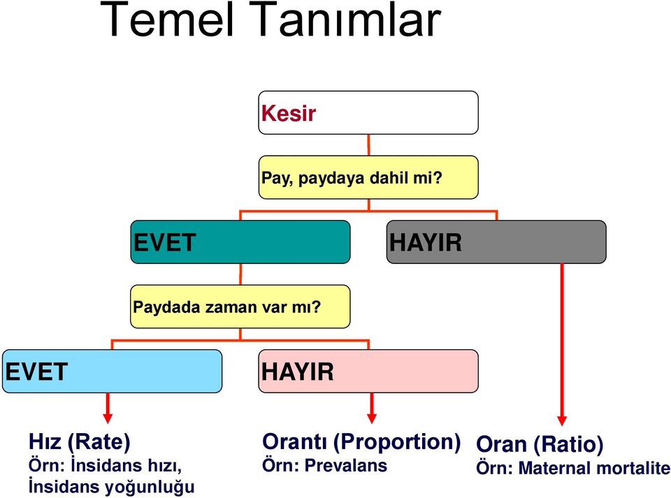 EVET HAYIR Hız (Rate) Örn: İnsidans hızı, İnsidans