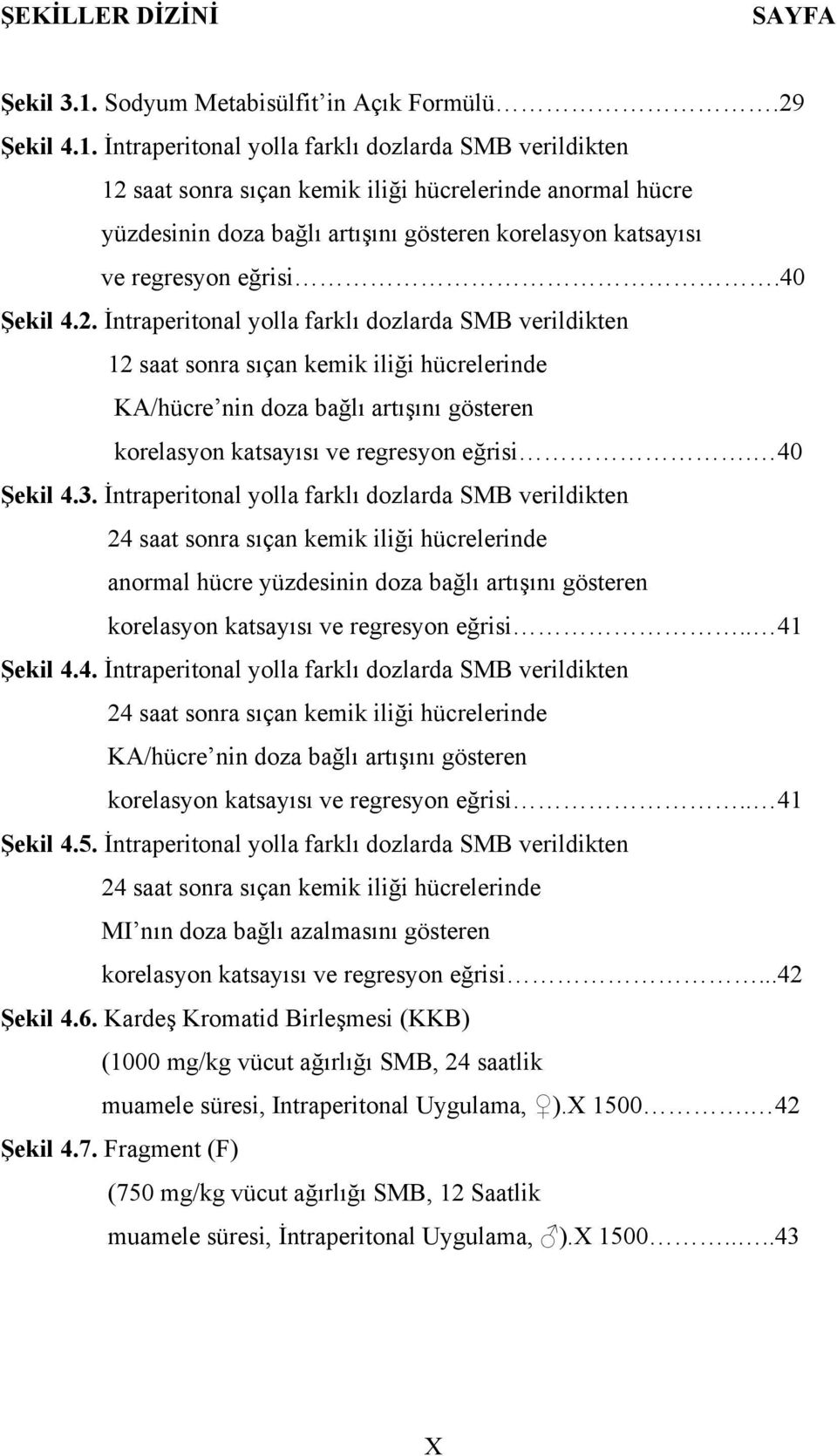 İntraperitonal yolla farklı dozlarda SMB verildikten 12 saat sonra sıçan kemik iliği hücrelerinde anormal hücre yüzdesinin doza bağlı artışını gösteren korelasyon katsayısı ve regresyon eğrisi.