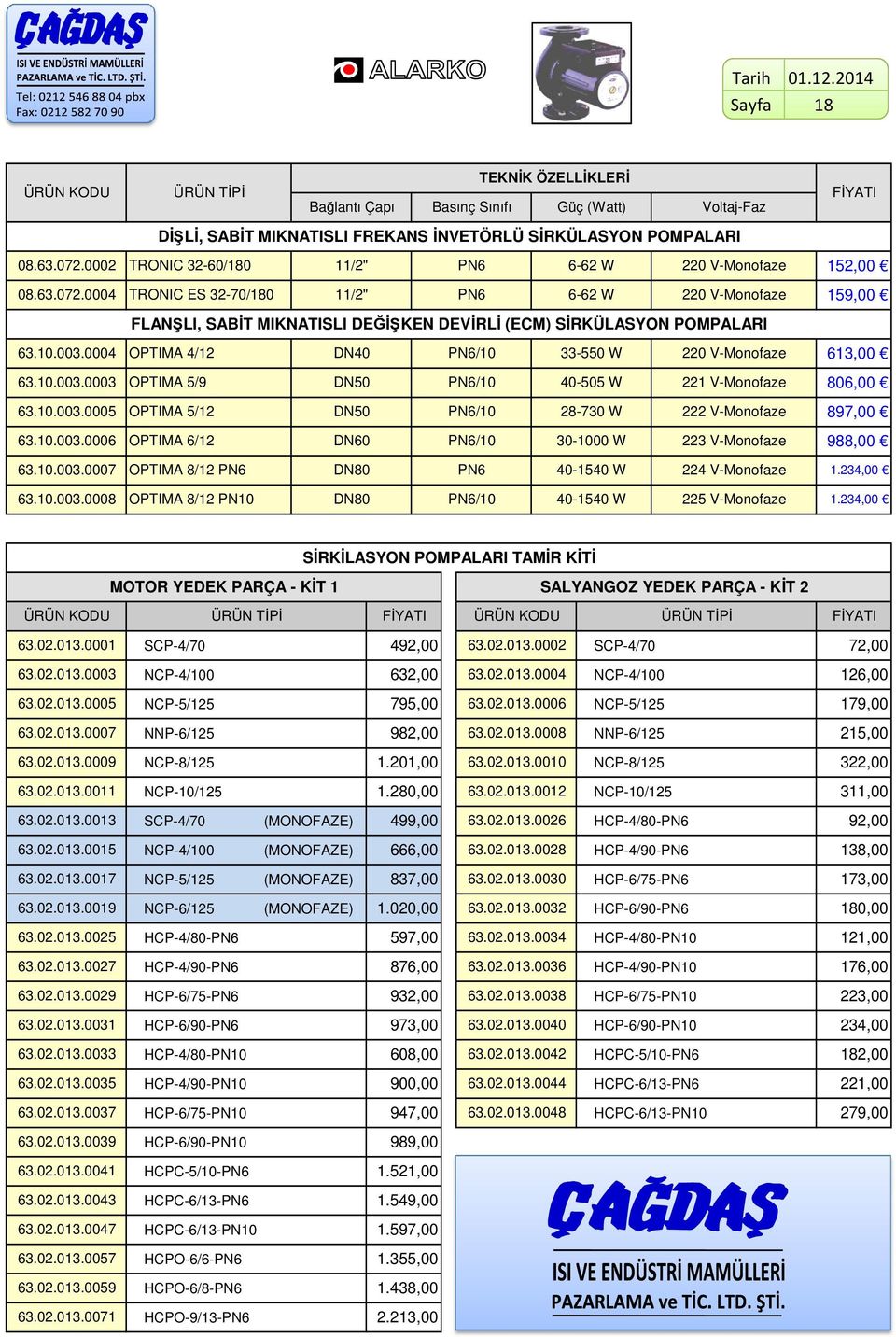 000 OPTIMA / DN0 PN6/0 33-550 W 0 V-Monofaze 63,00 63.0.003.0003 OPTIMA 5/9 DN50 PN6/0 0-505 W V-Monofaze 806,00 63.0.003.0005 OPTIMA 5/ DN50 PN6/0 8-730 W V-Monofaze 897,00 63.0.003.0006 OPTIMA 6/ DN60 PN6/0 30-000 W 3 V-Monofaze 988,00 63.