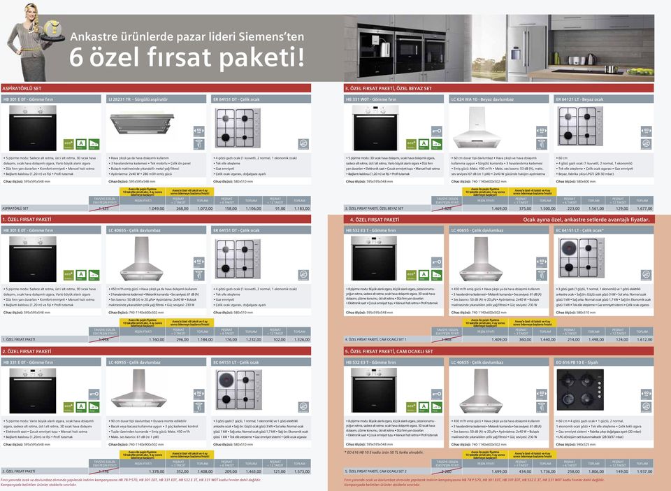 60 60 64 db Gaz Emniyeti 61 db Gaz Emniyeti 5 pişirme modu: Sadece alt ısıtma, üst / alt ısıtma, dolaşımı, sıcak hava dolaşımlı ızgara, Vario büyük alanlı ızgara Düz fırın yan duvarları Komfort