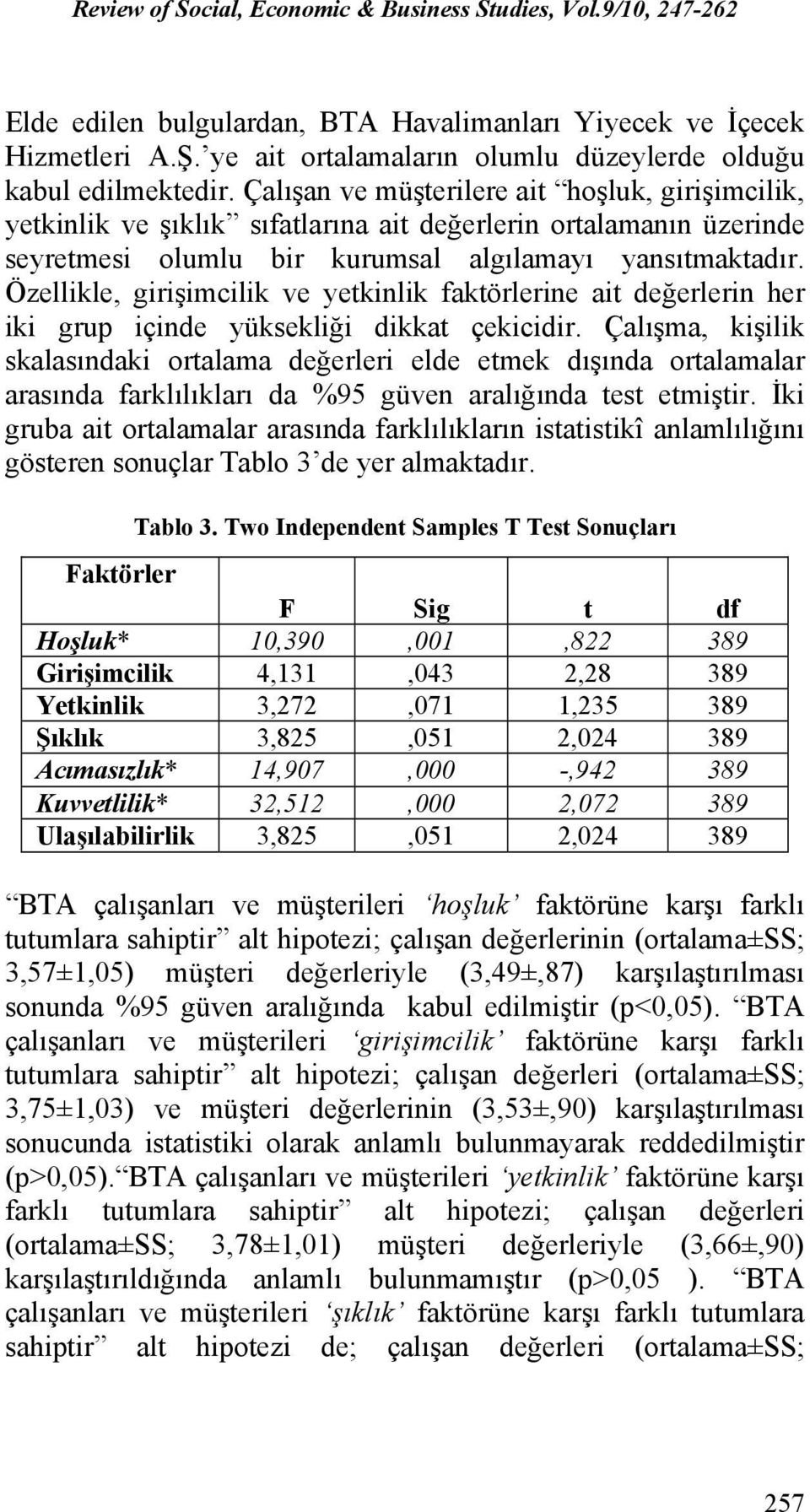 Özellikle, girişimcilik ve yetkinlik faktörlerine ait değerlerin her iki grup içinde yüksekliği dikkat çekicidir.