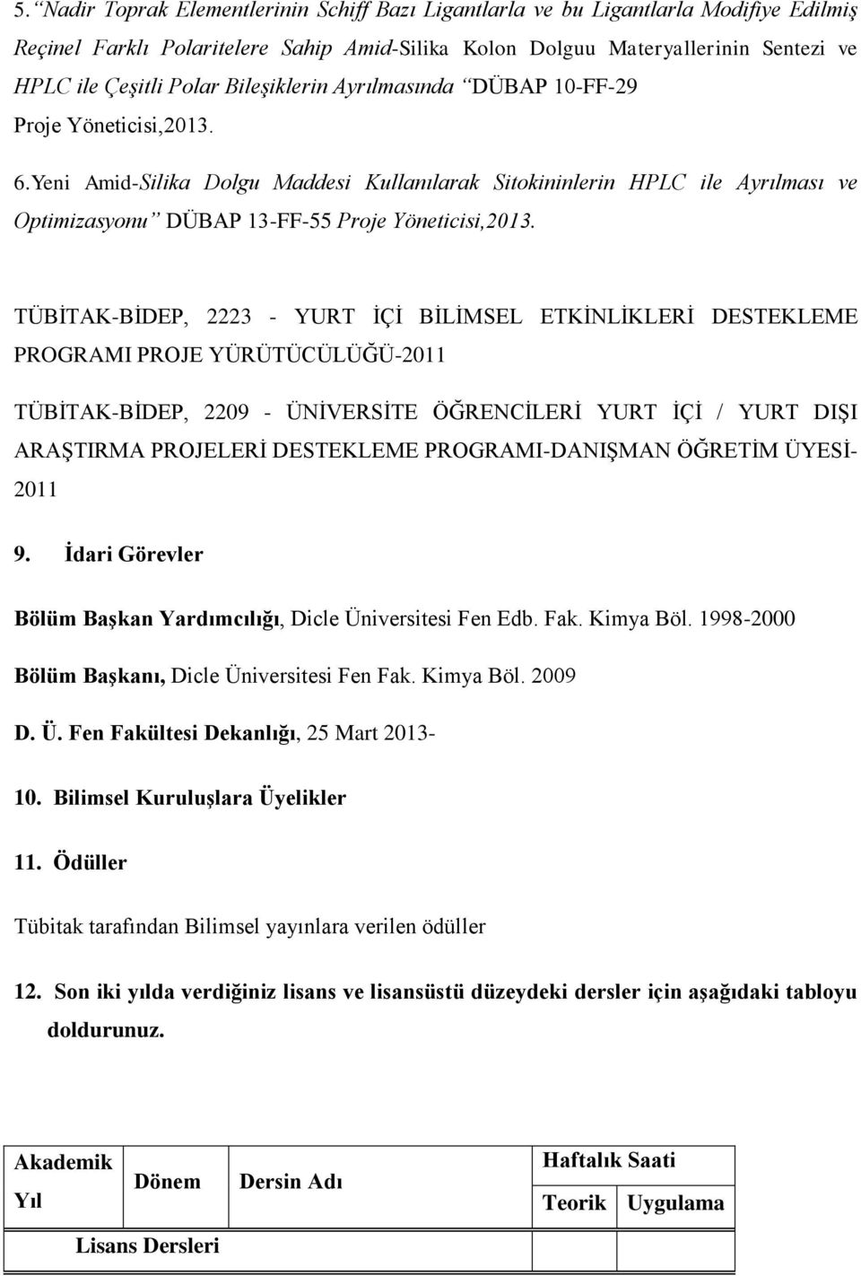 TÜBİTAK-BİDEP, 2223 - YURT İÇİ BİLİMSEL ETKİNLİKLERİ DESTEKLEME PROGRAMI PROJE YÜRÜTÜCÜLÜĞÜ-2011 TÜBİTAK-BİDEP, 2209 - ÜNİVERSİTE ÖĞRENCİLERİ YURT İÇİ / YURT DIŞI ARAŞTIRMA PROJELERİ DESTEKLEME