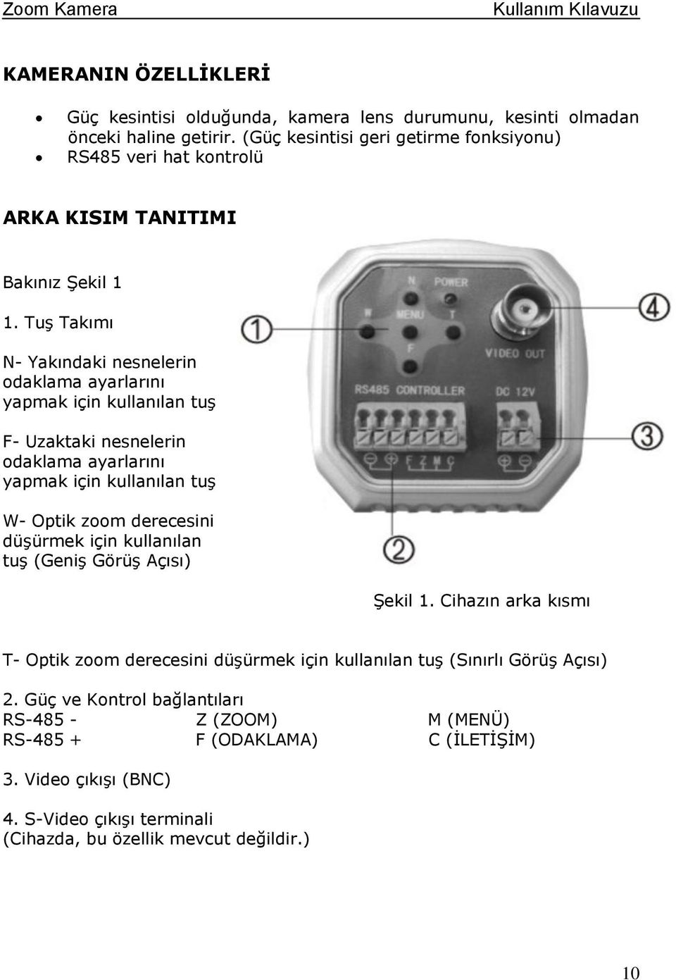 Tuş Takımı N- Yakındaki nesnelerin odaklama ayarlarını yapmak için kullanılan tuş F- Uzaktaki nesnelerin odaklama ayarlarını yapmak için kullanılan tuş W- Optik zoom derecesini