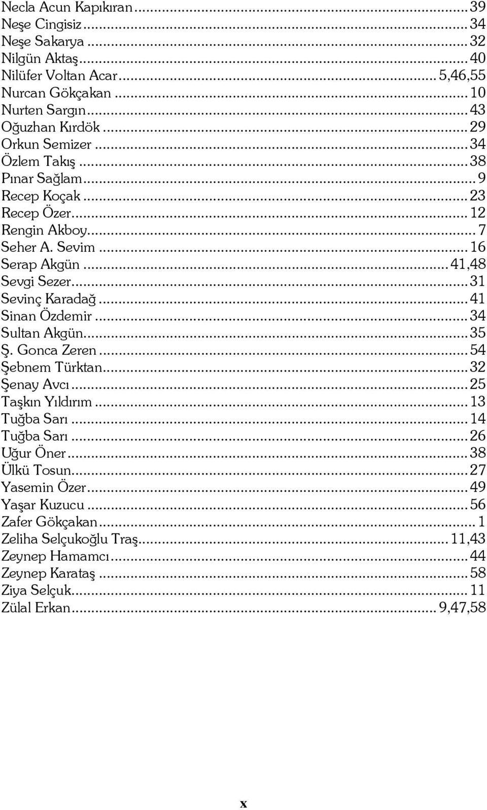 .. 31 Sevinç Karadağ... 41 Sinan Özdemir... 34 Sultan Akgün... 35 Ş. Gonca Zeren... 54 Şebnem Türktan... 32 Şenay Avcı... 25 Taşkın Yıldırım... 13 Tuğba Sarı... 14 Tuğba Sarı.