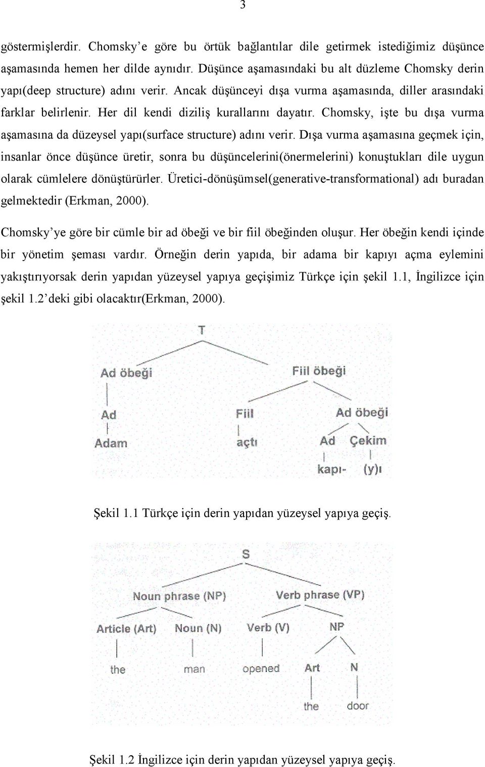 Her dil kendi diziliş kurallarını dayatır. Chomsky, işte bu dışa vurma aşamasına da düzeysel yapı(surface structure) adını verir.