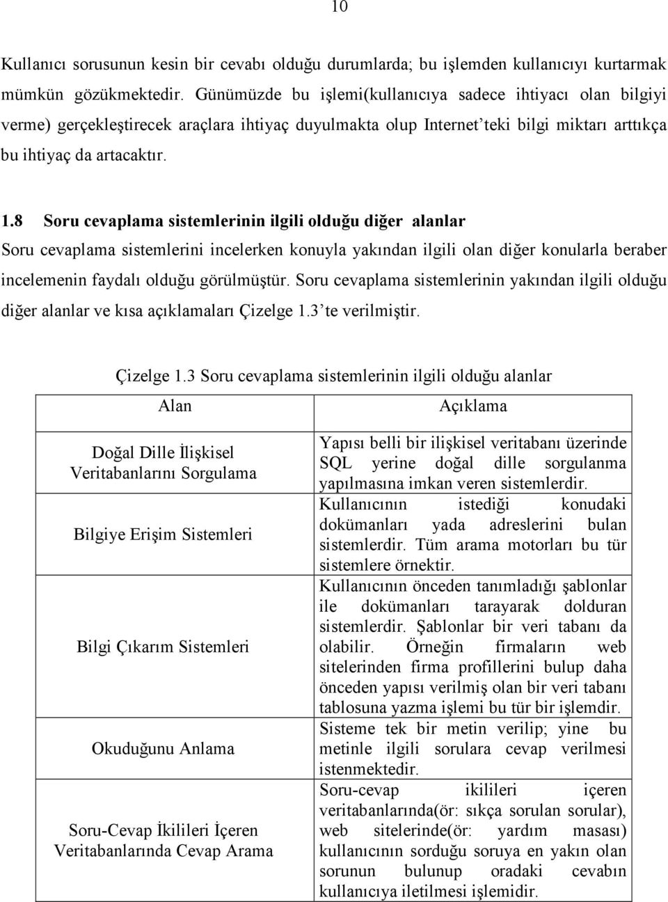 8 Soru cevaplama sistemlerinin ilgili olduğu diğer alanlar Soru cevaplama sistemlerini incelerken konuyla yakından ilgili olan diğer konularla beraber incelemenin faydalı olduğu görülmüştür.