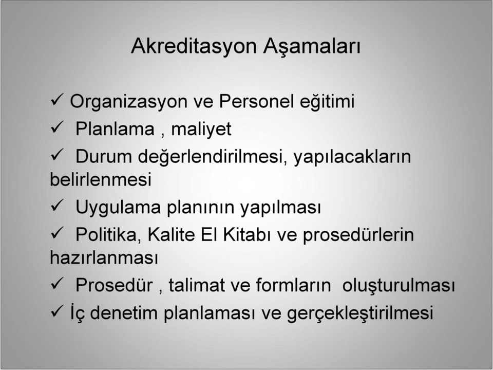 yapılması Politika, Kalite El Kitabı ve prosedürlerin hazırlanması