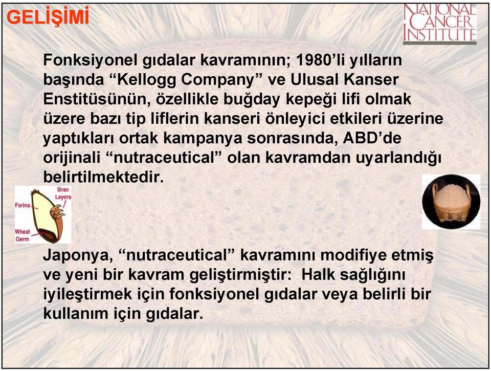 sonrasında, ABD de orijinali nutraceutical olan kavramdan uyarlandığı belirtilmektedir.