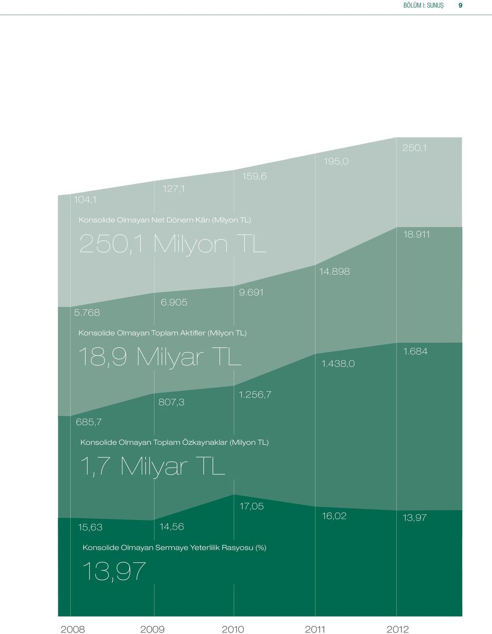 691 Konsolide Olmayan Toplam Aktifler (Milyon TL) 18,9 Milyar TL 1.438,0 1.684 807,3 1.