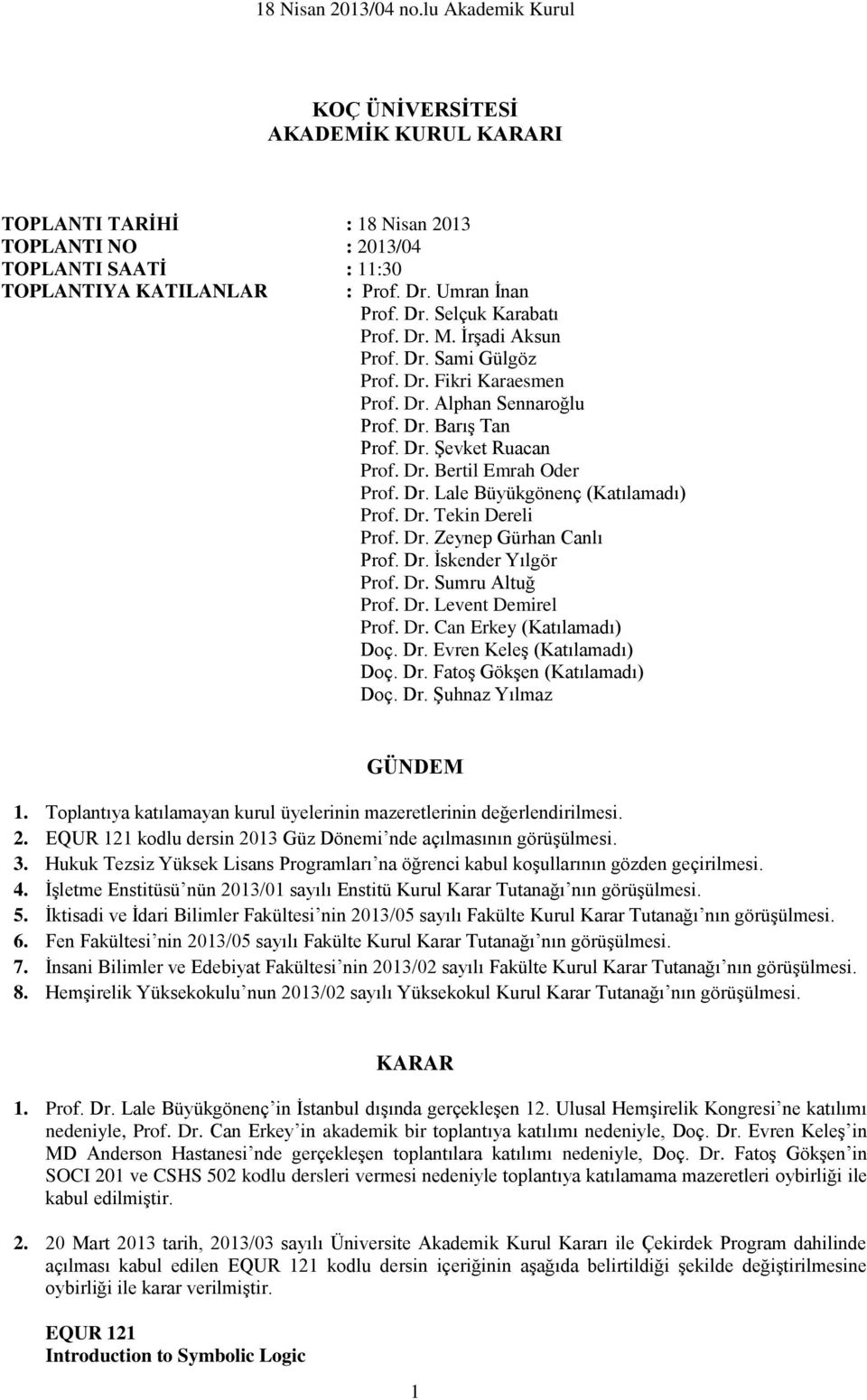 Dr. Tekin Dereli Prof. Dr. Zeynep Gürhan Canlı Prof. Dr. İskender Yılgör Prof. Dr. Sumru Altuğ Prof. Dr. Levent Demirel Prof. Dr. Can Erkey (Katılamadı) Doç. Dr. Evren Keleş (Katılamadı) Doç. Dr. Fatoş Gökşen (Katılamadı) Doç.