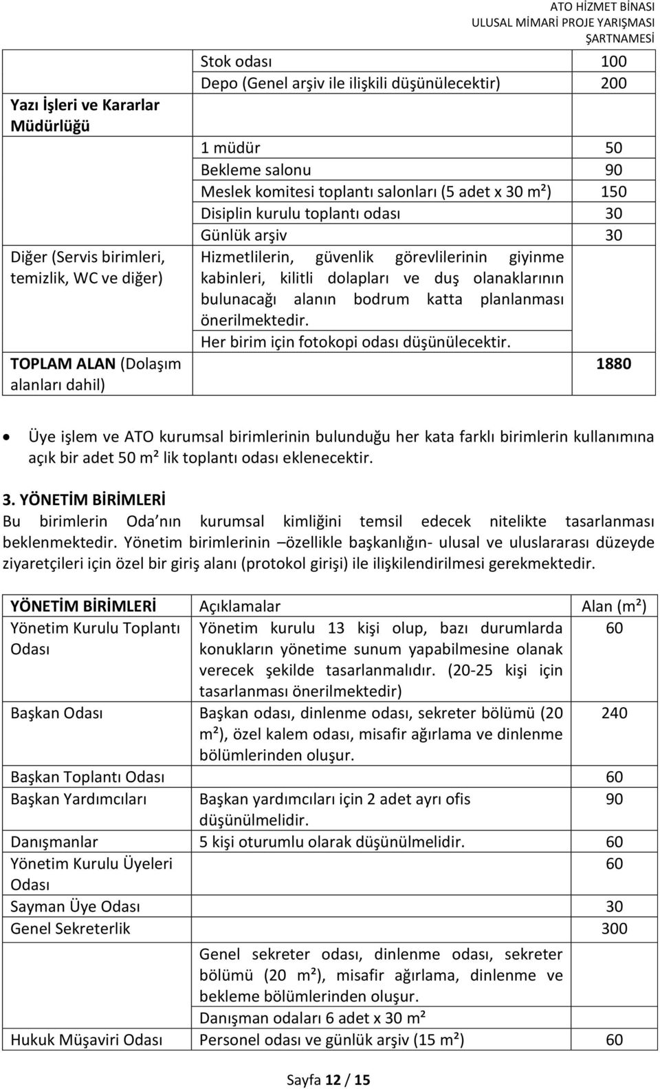 kilitli dolapları ve duş olanaklarının bulunacağı alanın bodrum katta planlanması önerilmektedir. Her birim için fotokopi odası düşünülecektir.