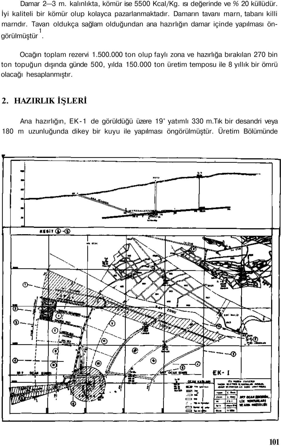 000 ton olup faylı zona ve hazırlığa bırakılan 270 bin ton topuğun dışında günde 500, yılda 150.