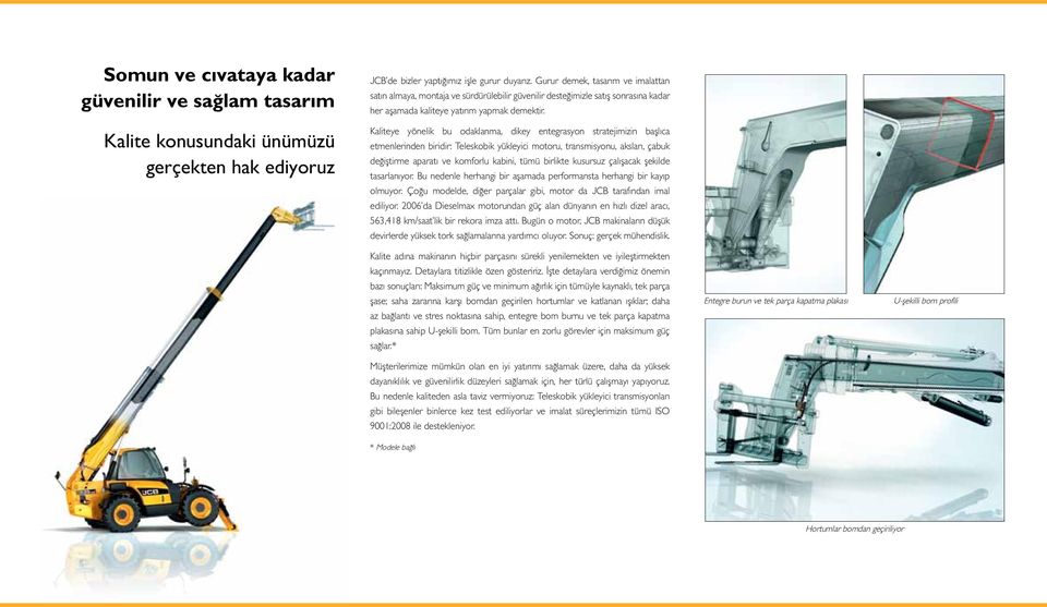 Kaliteye yönelik bu odaklanma, dikey entegrasyon stratejimizin başlıca etmenlerinden biridir: Teleskobik yükleyici motoru, transmisyonu, aksları, çabuk değiştirme aparatı ve komforlu kabini, tümü