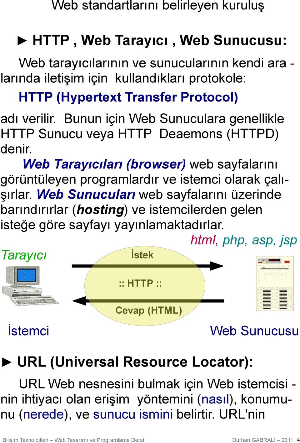 Web Tarayıcıları (browser) web sayfalarını görüntüleyen programlardır ve istemci olarak çalışırlar.