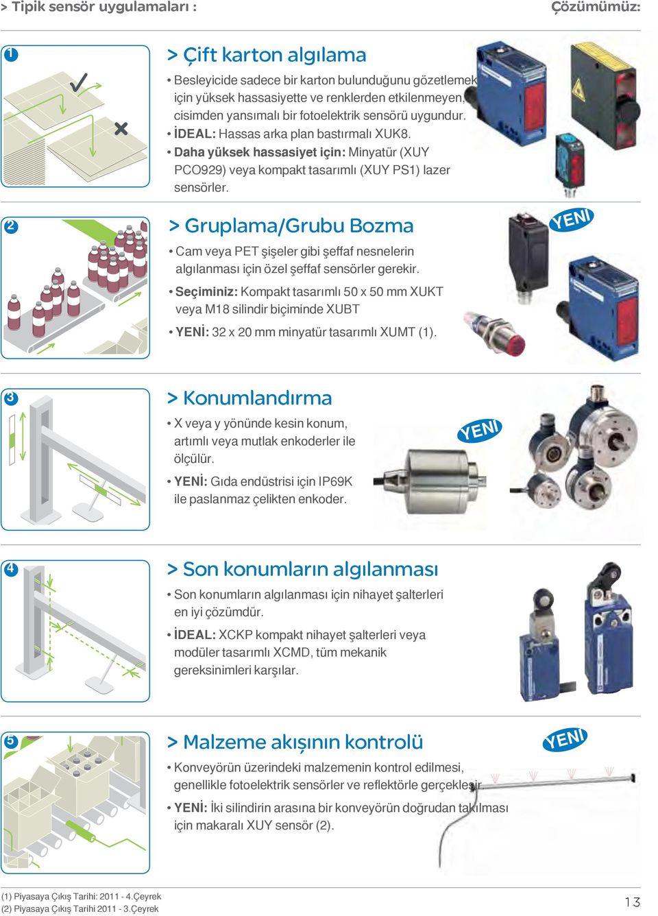 > Gruplama/Grubu Bozma Cam veya PET şişeler gibi şeffaf nesnelerin algılanması için özel şeffaf sensörler gerekir.