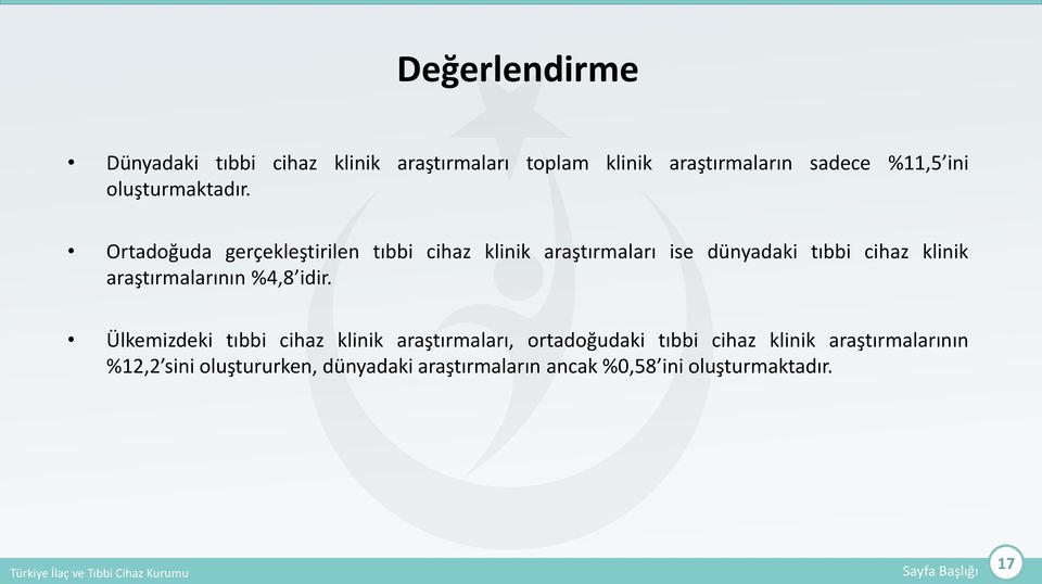 Ortadoğuda gerçekleştirilen tıbbi cihaz klinik araştırmaları ise dünyadaki tıbbi cihaz klinik