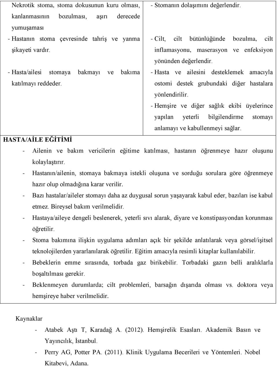 inflamasyonu, maserasyon ve enfeksiyon - Hasta/ailesi stomaya bakmayı ve bakıma yönünden değerlendir. - Hasta ve ailesini desteklemek amacıyla katılmayı reddeder.