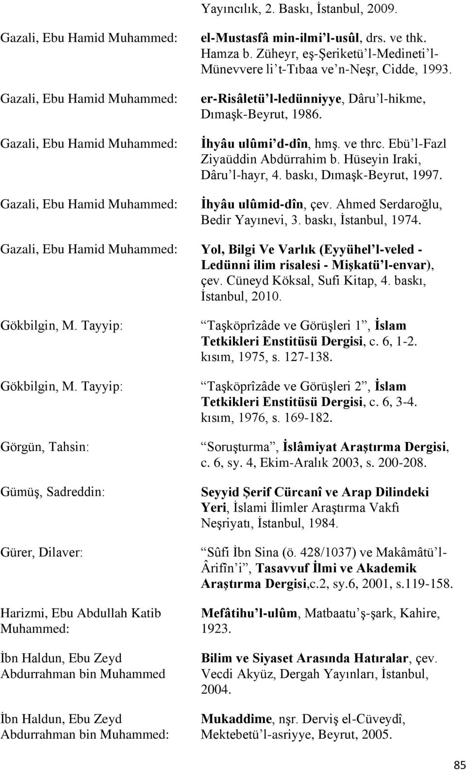 Ebü l-fazl Ziyaüddin Abdürrahim b. Hüseyin Iraki, Dâru l-hayr, 4. baskı, Dımaşk-Beyrut, 1997. İhyâu ulûmid-dîn, çev. Ahmed Serdaroğlu, Bedir Yayınevi, 3. baskı, İstanbul, 1974.