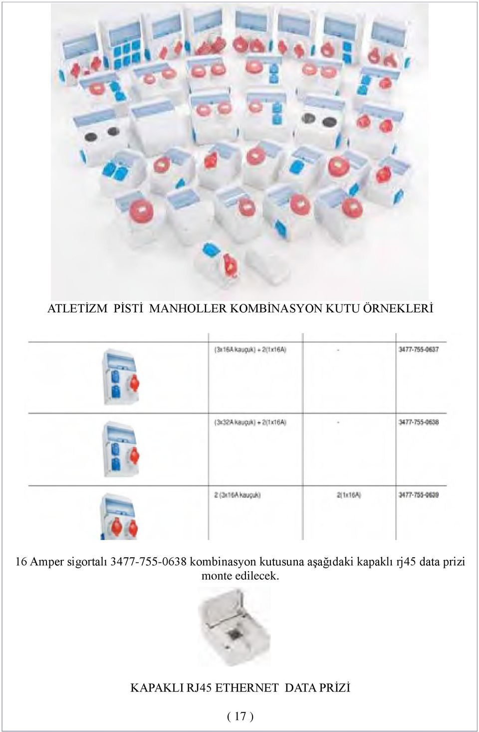 kombinasyon kutusuna aşağıdaki kapaklı rj45 data