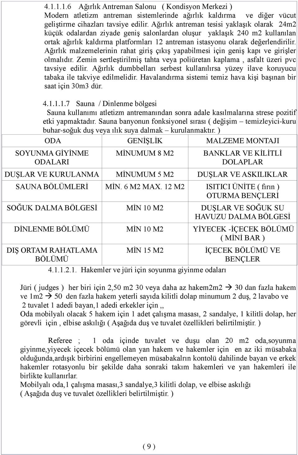 değerlendirilir. Ağırlık malzemelerinin rahat giriş çıkış yapabilmesi için geniş kapı ve girişler olmalıdır. Zemin sertleştirilmiş tahta veya poliüretan kaplama, asfalt üzeri pvc tavsiye edilir.