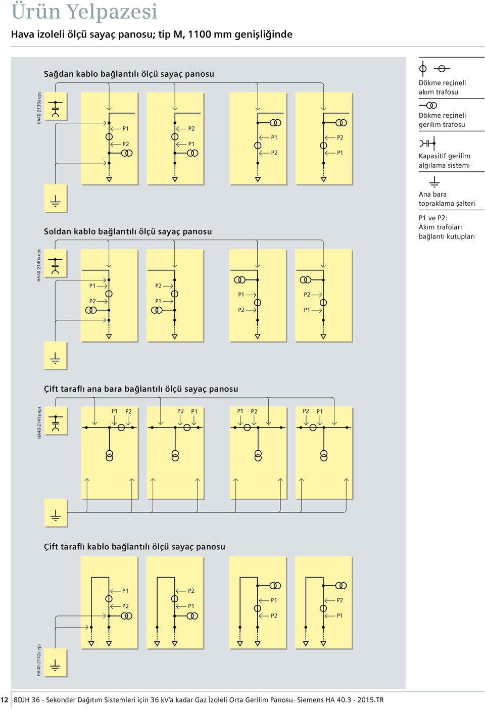 bağlantı kutupları HA40-2140a eps P1 P2 P2 P1 P1 P2 P2 P1 Çift taraflı ana bara bağlantılı ölçü sayaç panosu HA40-2141a eps P1 P2 P2 P1 P1 P2 P2 P1 Çift taraflı kablo