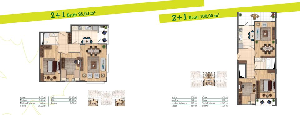 00 m 2 Banyo 3.30 m 2 Antr 7.50 m 2 Mutfak 8.20 m 2 Mutfak Balkonu 8.