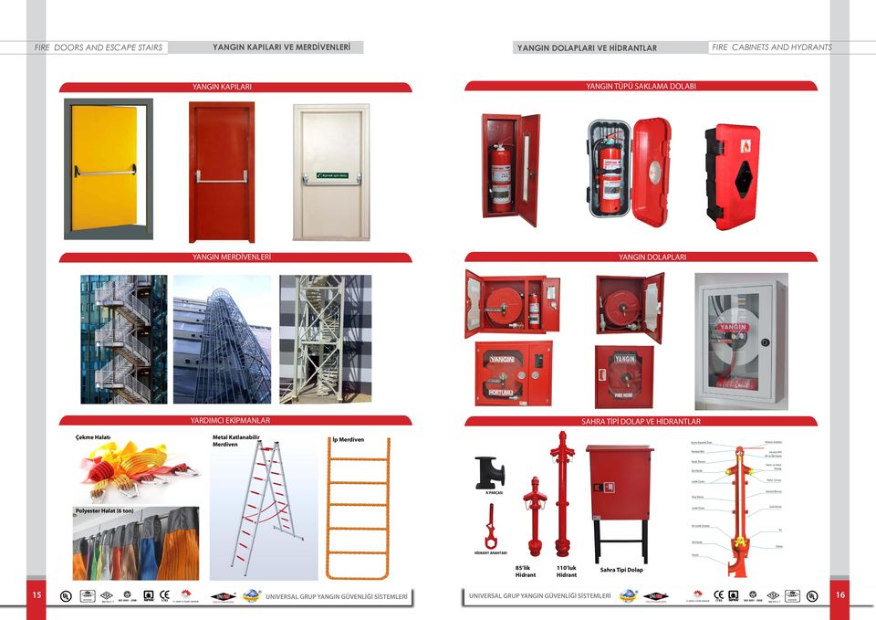 EKİPMANLAR Çekme Halatı Metal Katlanabilir Merdiven FIRE CABINETS AND HYDRANTS SAHRA TİPİ