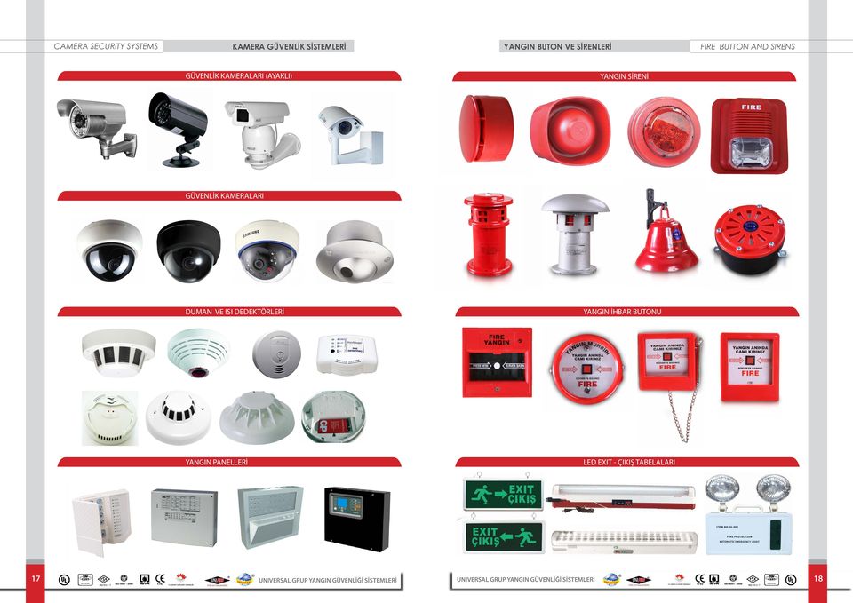 YANGIN SİRENİ GÜVENLİK KAMERALARI 17 DUMAN VE ISI DEDEKTÖRLERİ