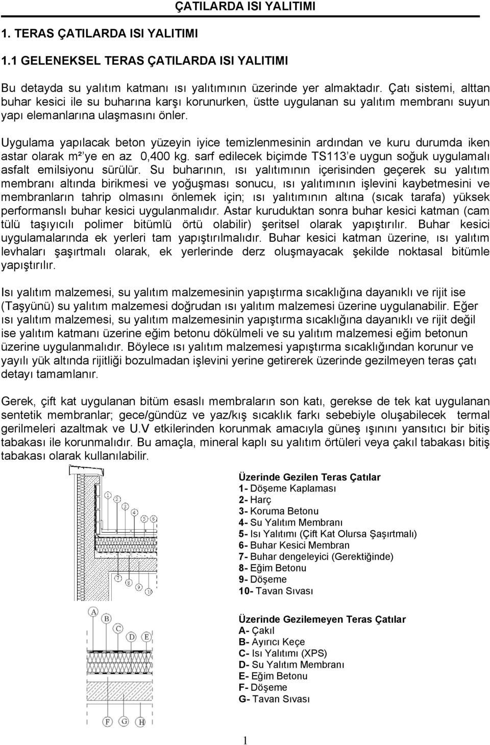 Uygulama yapılacak beton yüzeyin iyice temizlenmesinin ardından ve kuru durumda iken astar olarak m² ye en az 0,400 kg. sarf edilecek biçimde TS113 e uygun soğuk uygulamalı asfalt emilsiyonu sürülür.