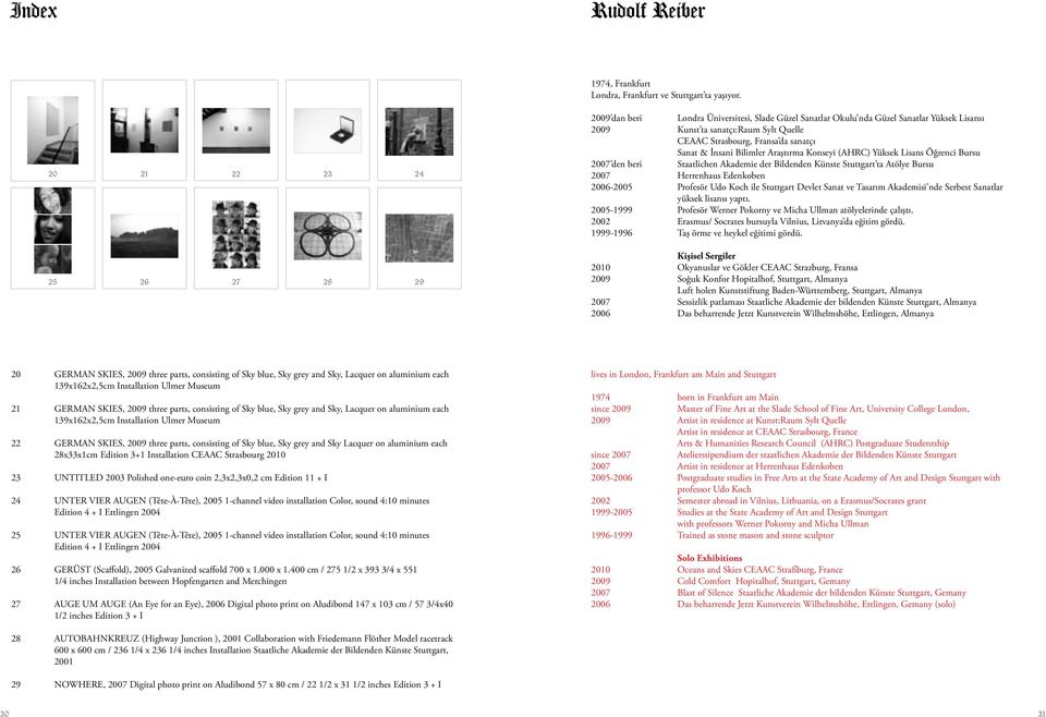 İnsani Bilimler Araştırma Konseyi (AHRC) Yüksek Lisans Öğrenci Bursu 2007 den beri Staatlichen Akademie der Bildenden Künste Stuttgart ta Atölye Bursu 2007 Herrenhaus Edenkoben 2006-2005 Profesör Udo