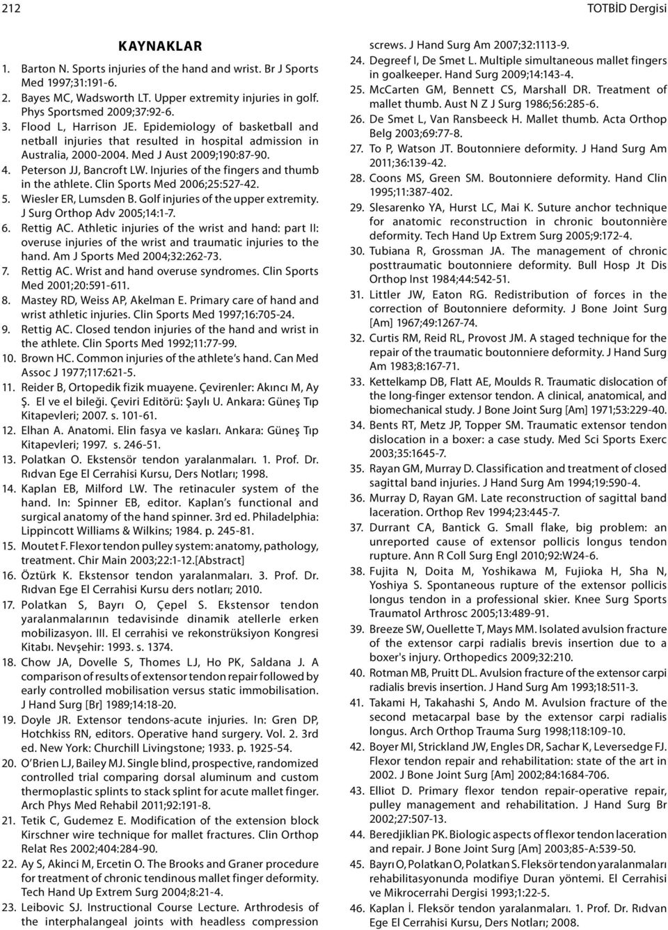 Peterson JJ, Bancroft LW. Injuries of the fingers and thumb in the athlete. Clin Sports Med 2006;25:527-42. 5. Wiesler ER, Lumsden B. Golf injuries of the upper extremity.