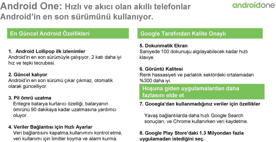 Pil ömrü uzatma Entegre batarya kurtarıcı özelliği, bataryanın ömrünü 90 dakikaya kadar uzatmasına yardımcı oluyor. 4.