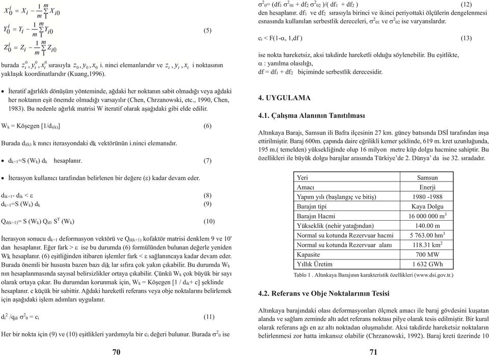 ninci elemanlarýdýr ve i noktasýnýn yaklaþýk koordinatlarýdýr (Kuang,1996). ise nokta hareketsiz, aksi takdirde hareketli olduðu söylenebilir.