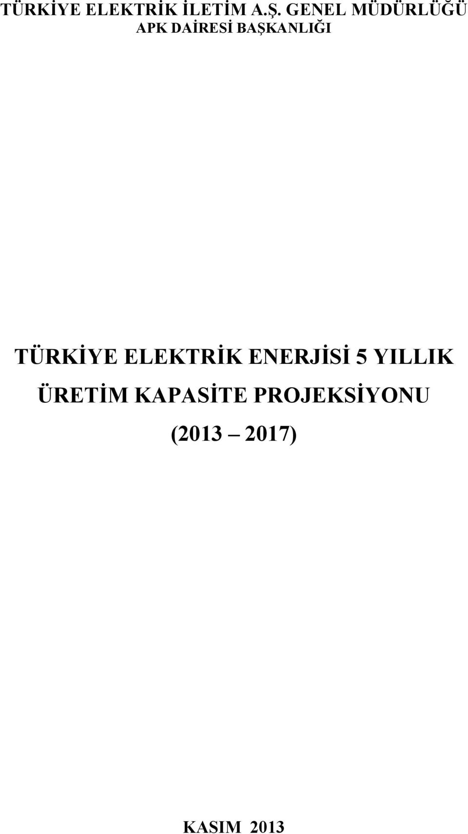 TÜRKİYE ELEKTRİK ENERJİSİ 5 YILLIK