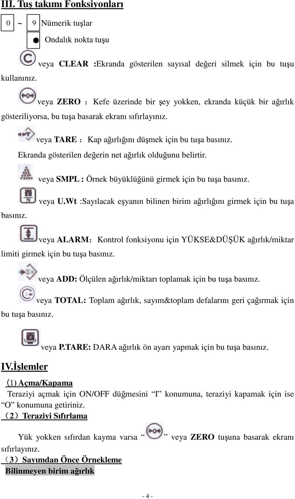 Ekranda gösterilen de erin net a ırlık oldu unu belirtir. veya SMPL : Örnek büyüklü ünü girmek için bu tu a basınız. basınız. veya U.