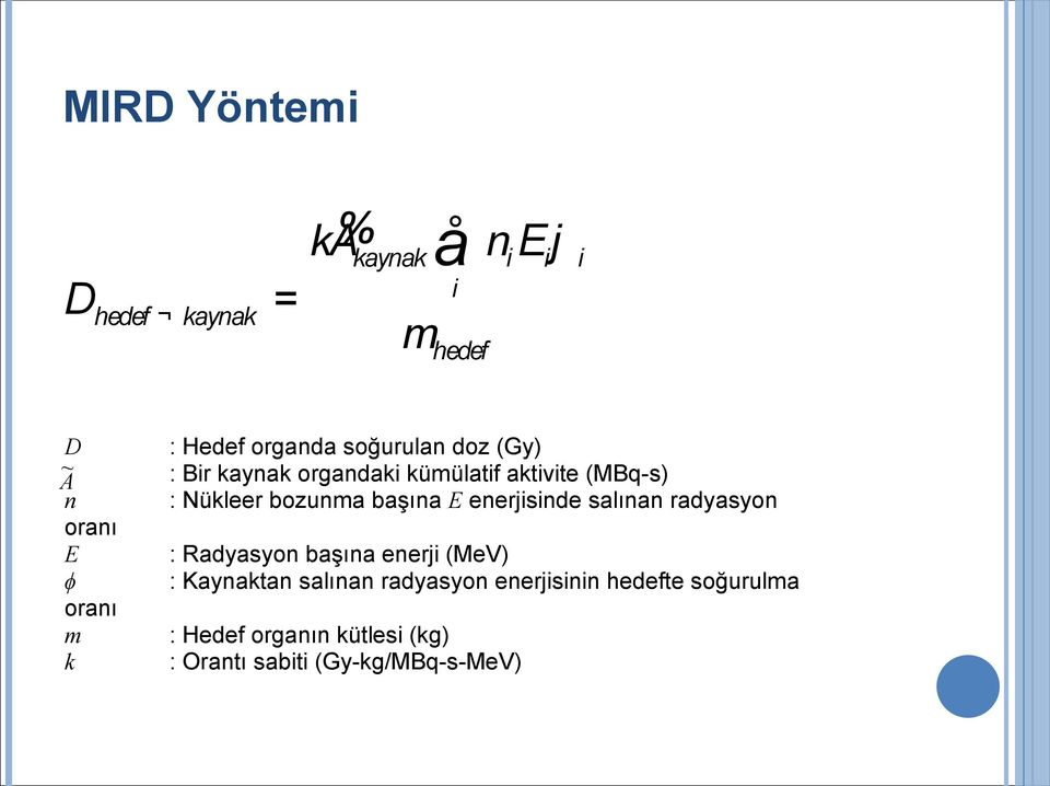 bozunma başına E enerjisinde salınan radyasyon : Radyasyon başına enerji (MeV) : Kaynaktan