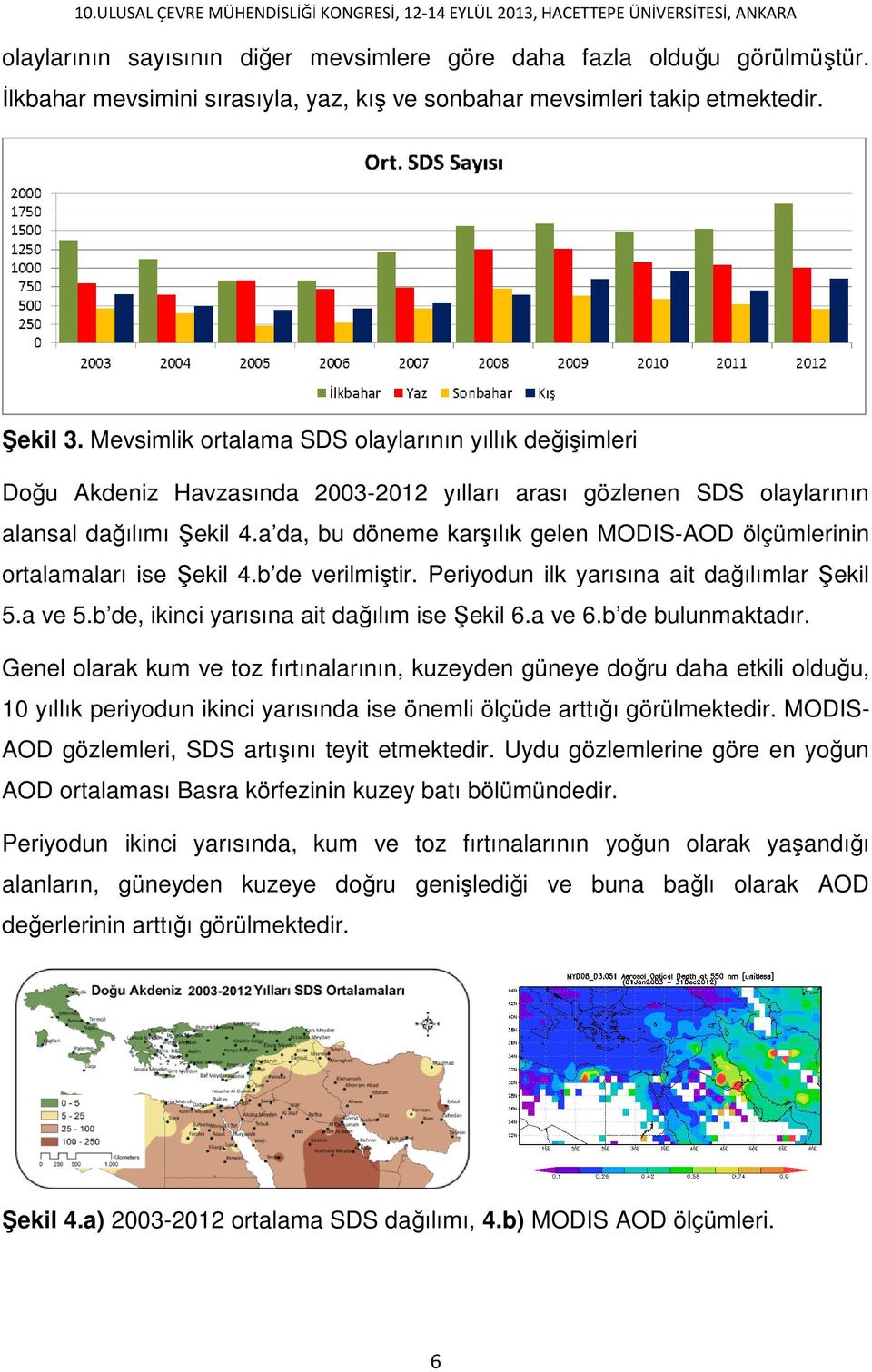 Mevsimlik ortalama SDS olaylarının yıllık değişimleri Doğu Akdeniz Havzasında 2003-2012 yılları arası gözlenen SDS olaylarının alansal dağılımı Şekil 4.