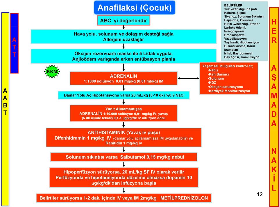 000 solüsyon 0,01 mg/kg IV, yavaş (5 dk içinde tekrar) 0,1-1 µg/kg/dk IV infuzyon dozu Yüz kızarıklığı, aşıntı abartı, işme Siyanoz, Solunum Sıkıntısı apşırma, Öksürme ırıltı,wheezing, Stridor arinks