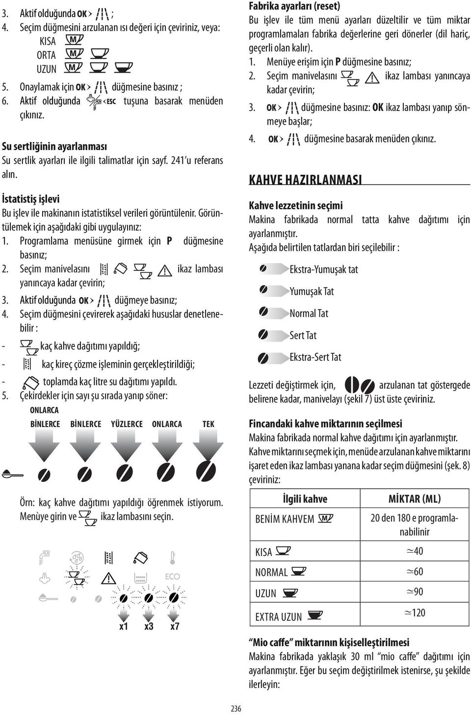 Görüntülemek için aşağıdaki gibi uygulayınız: 1. Programlama menüsüne girmek için P düğmesine basınız; 2. Seçim manivelasını ikaz lambası yanıncaya kadar çevirin; 3.